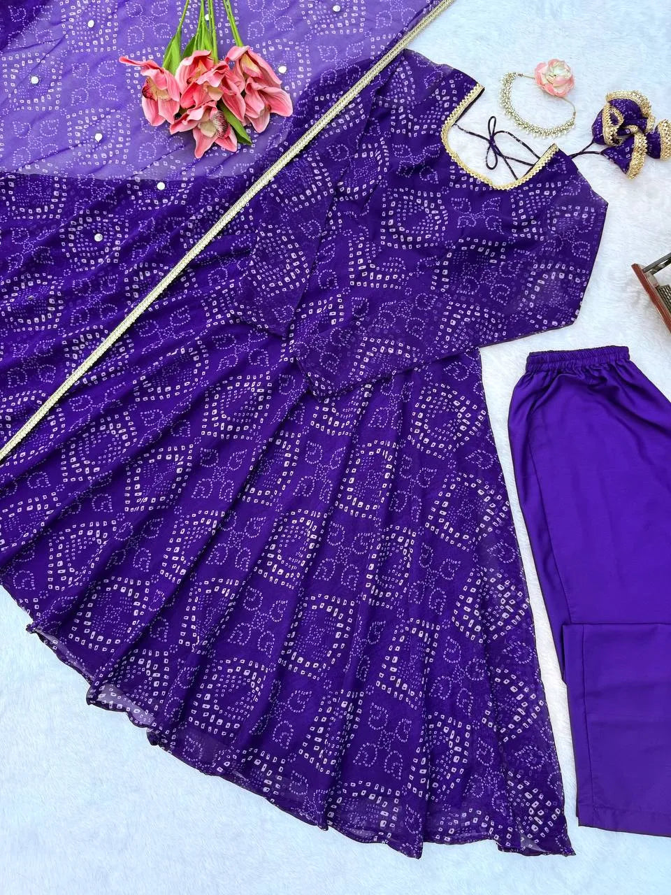 purple designer anarkali