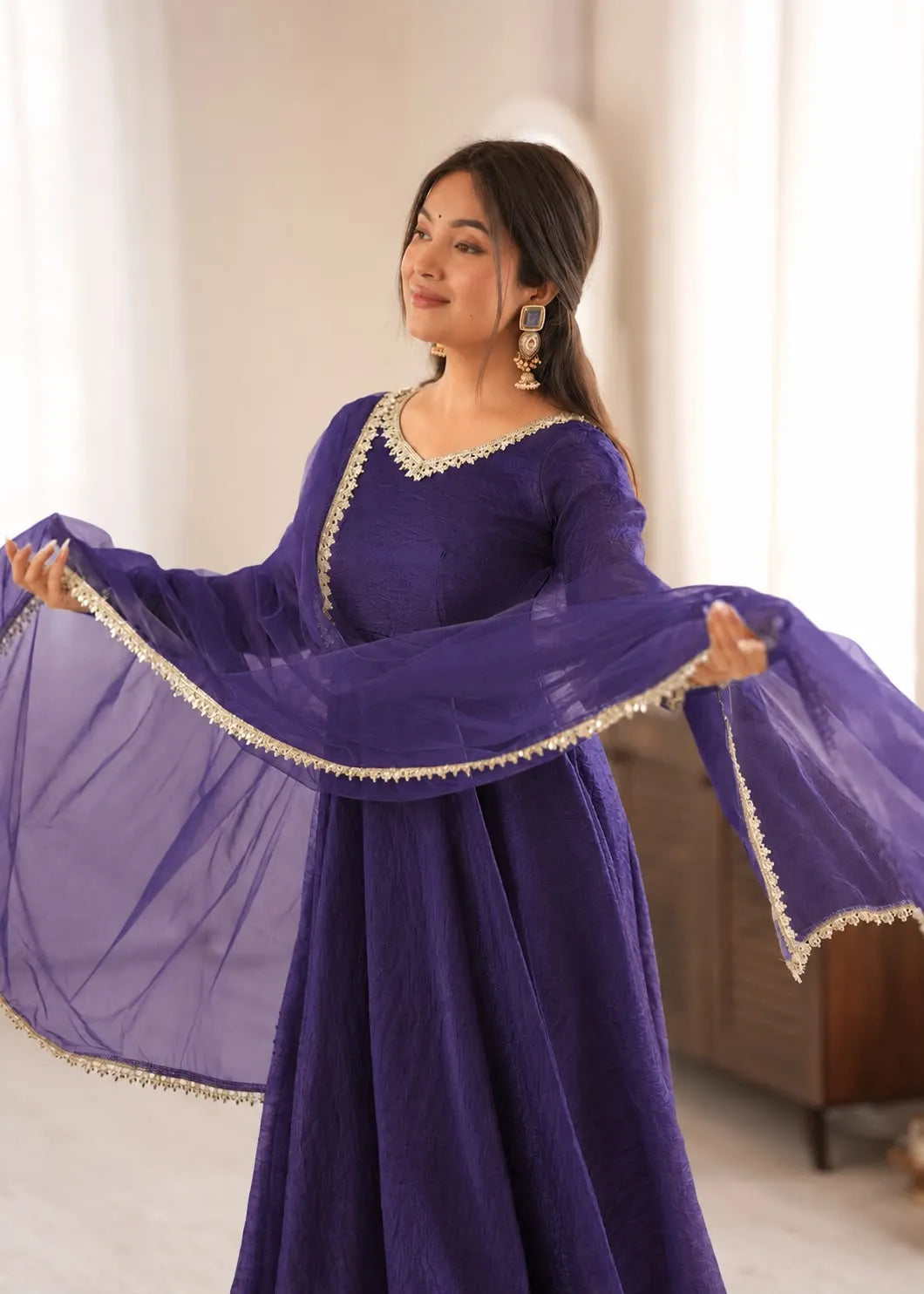 purple mirror anarkali set online