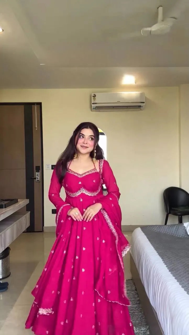 rani pink anarkali suit set