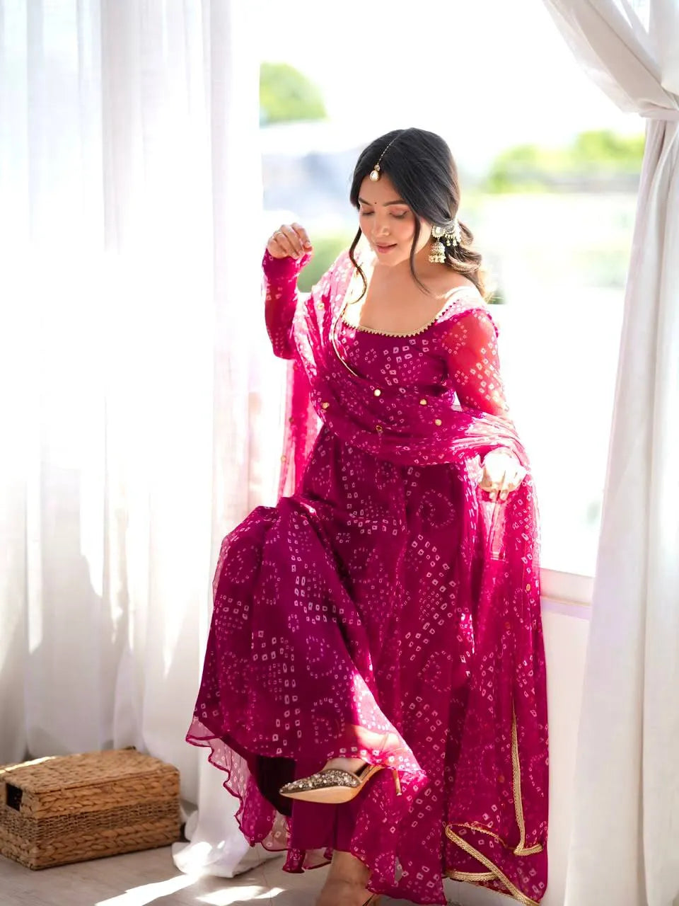rani pink digital anarkali