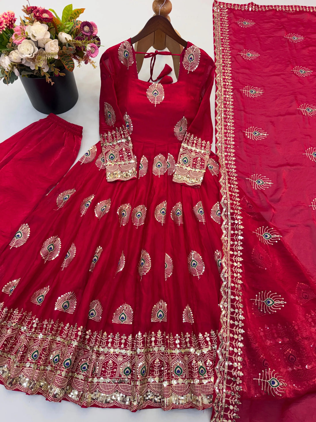 rani pink peacock anarkali