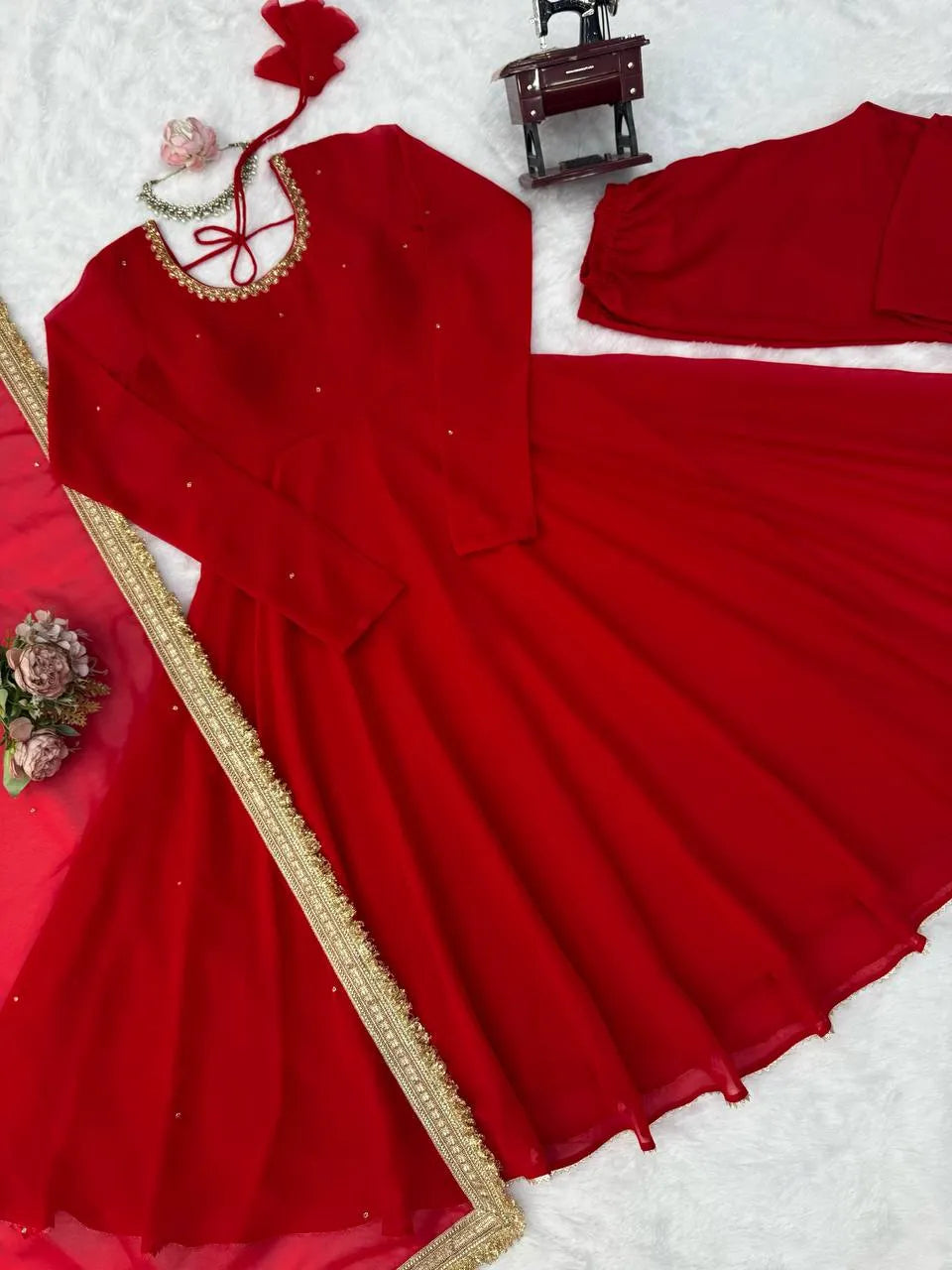 red festive suit women