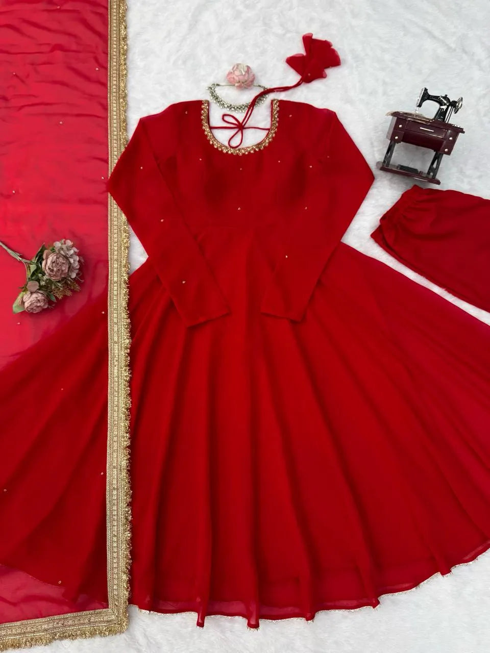 red occasion wear set