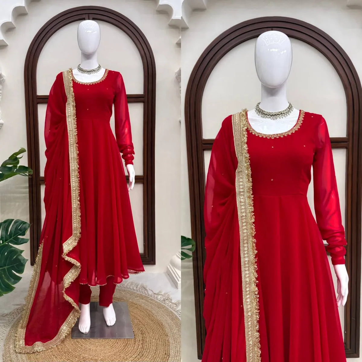 red party wear anarkali