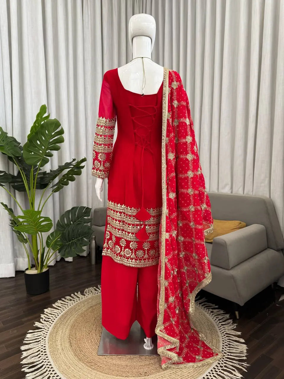 red party wear suit set