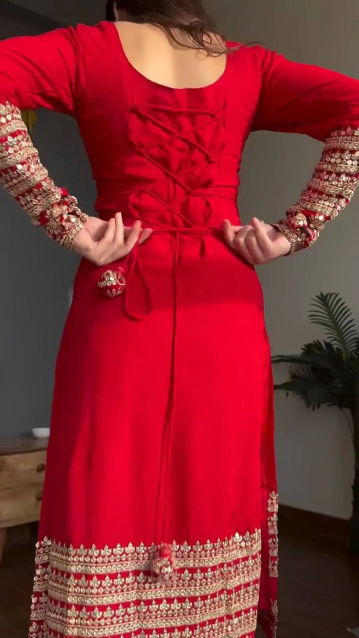red wedding kurta set