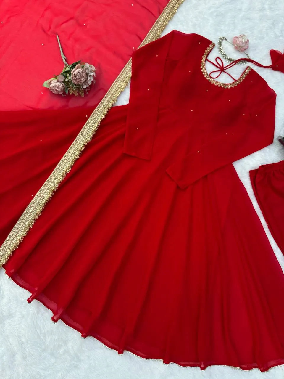 red wedding suit women