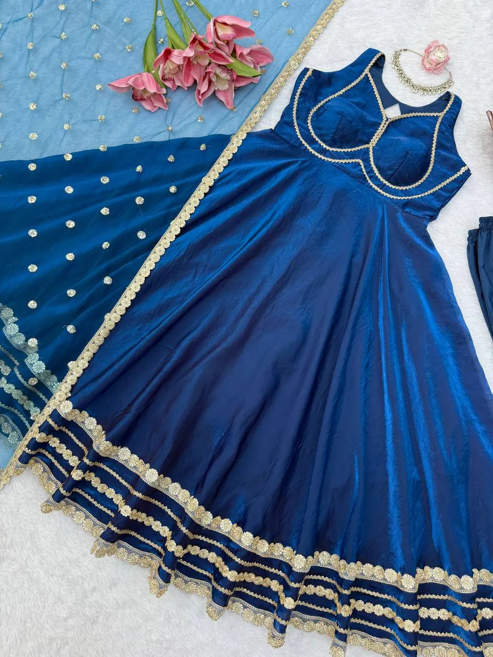 royal blue anarkali suit