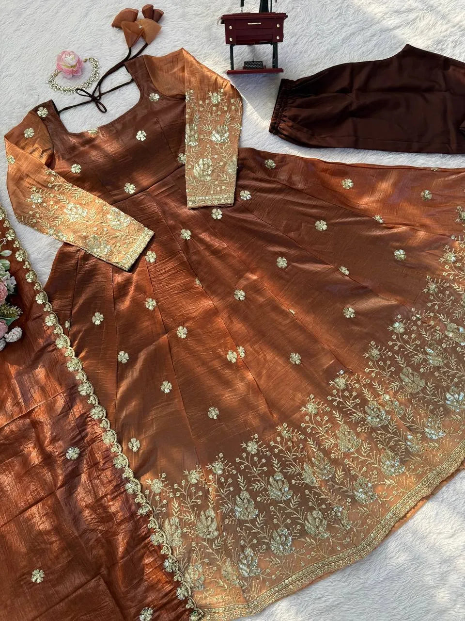 rust brown designer suit