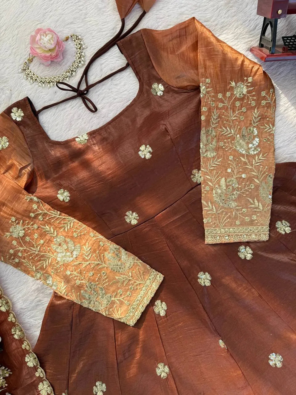 rust brown sequence suit
