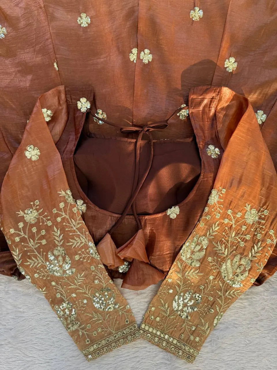 rust brown thread work suit