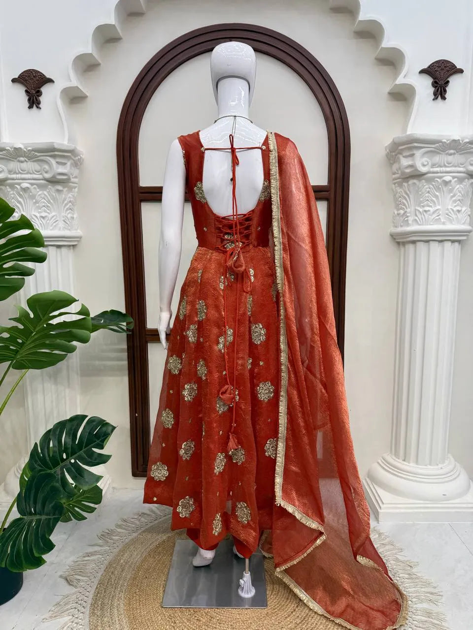 rust orange festive suit