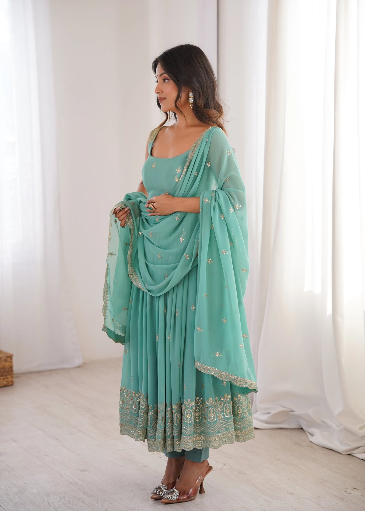 sea green party wear set