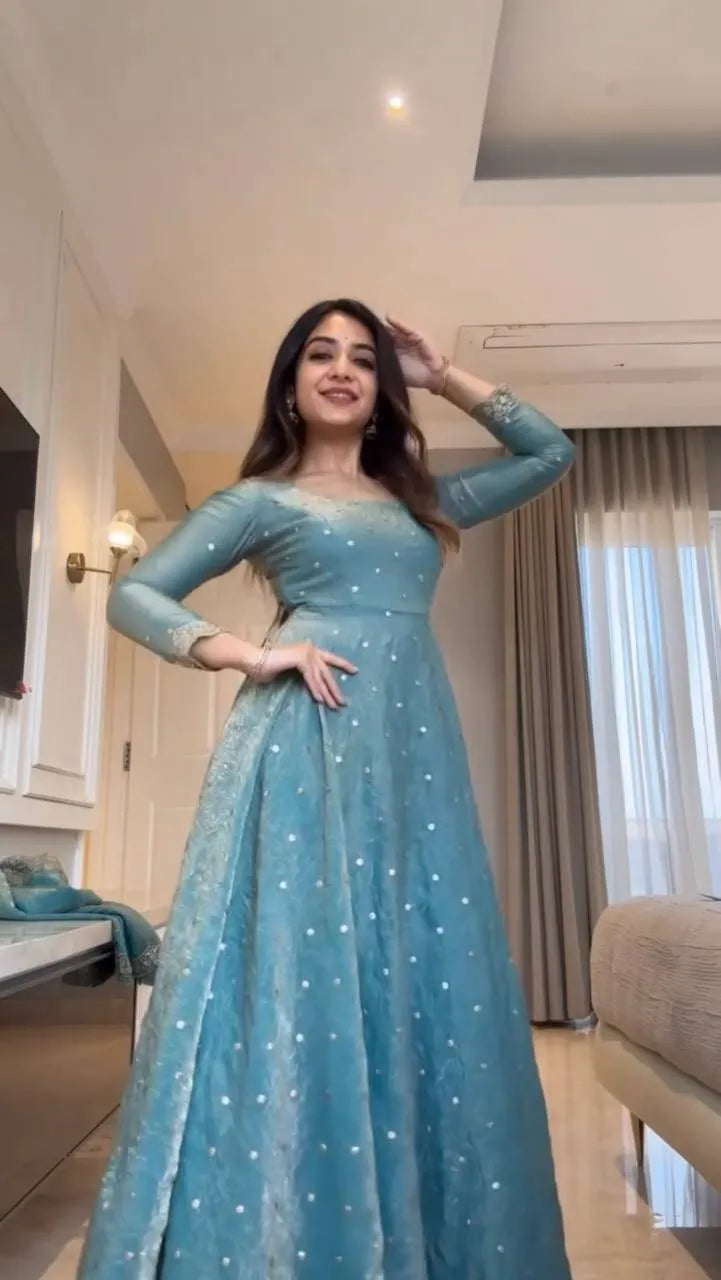 sky blue anarkali set