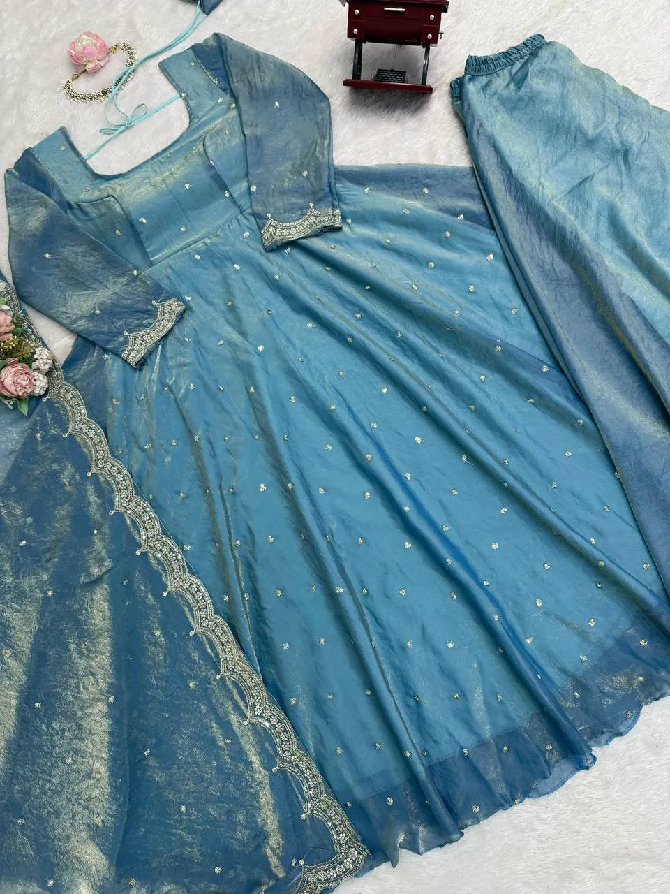 sky blue designer suit