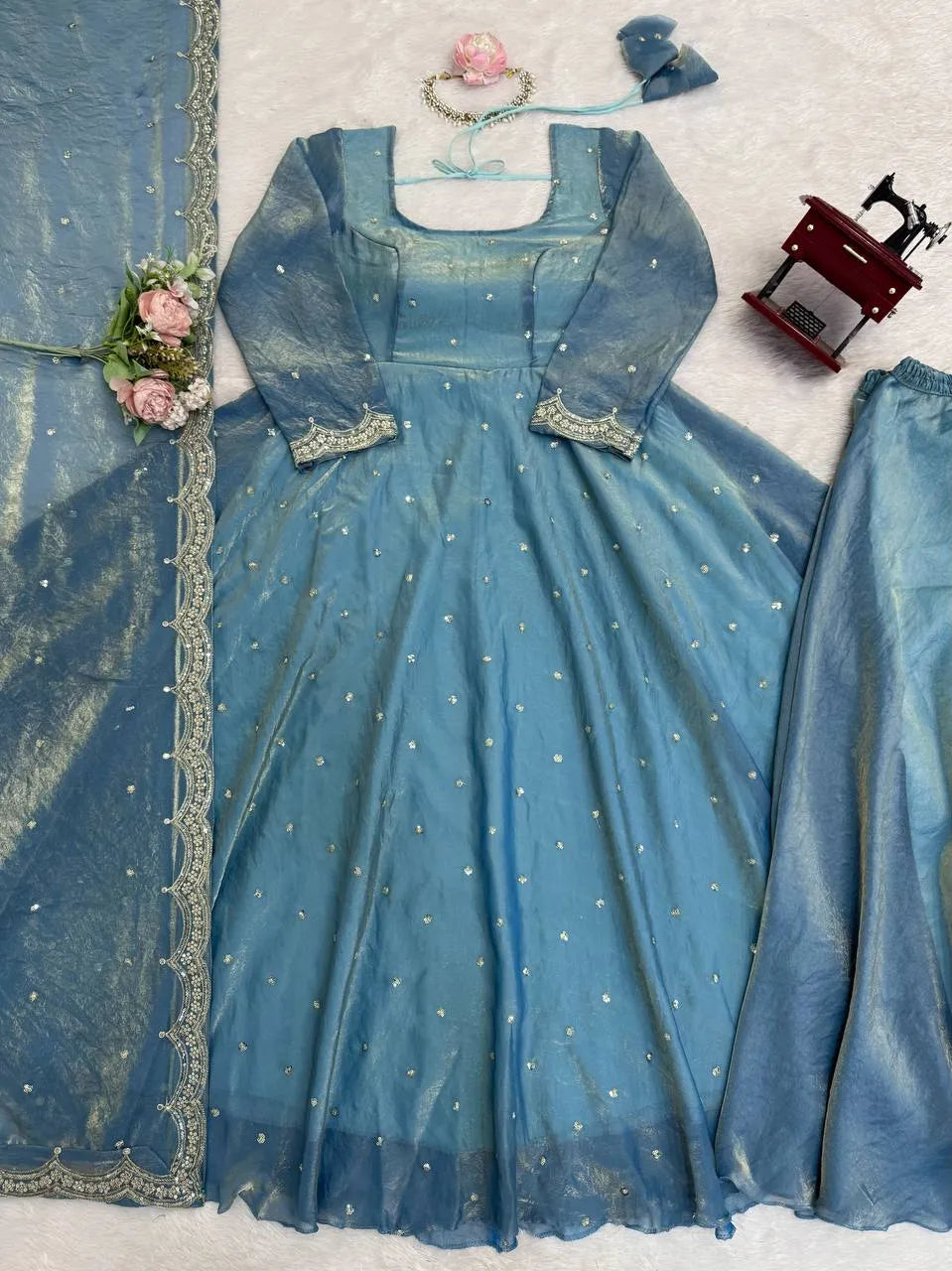 sky blue festive suit