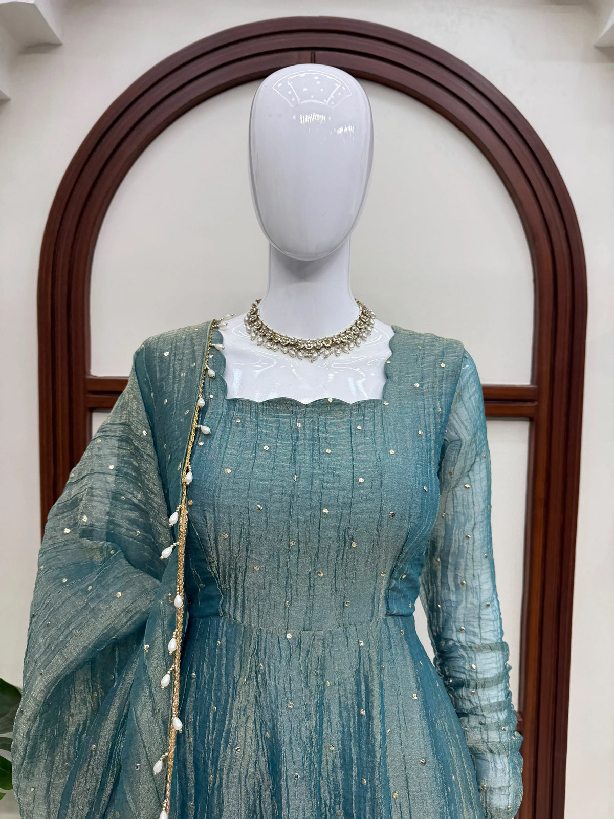 teal anarkali for women