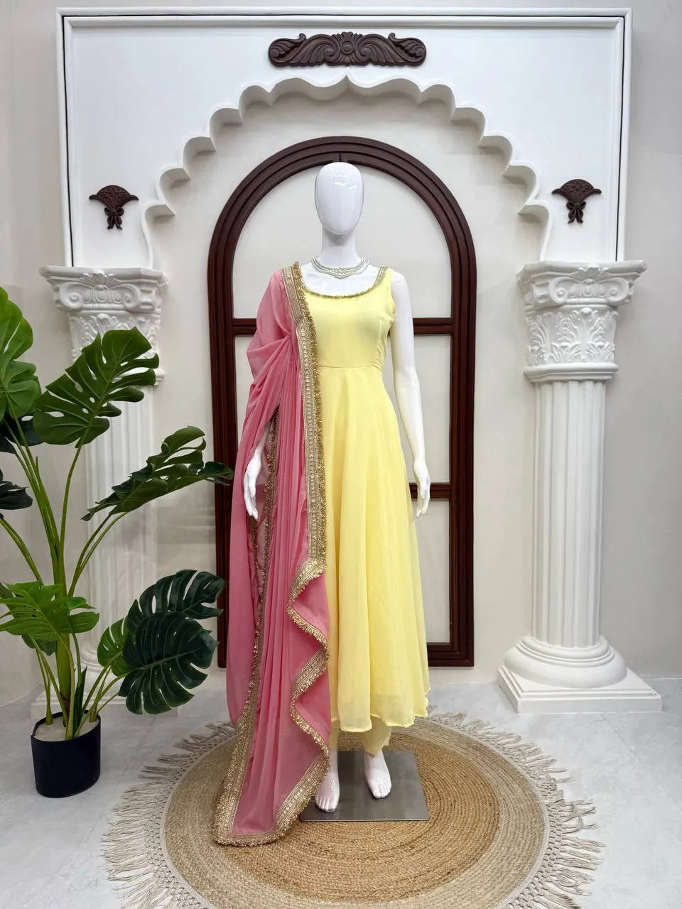 yellow anarkali with dupatta