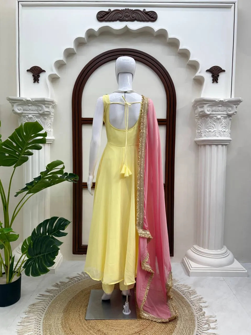 yellow designer anarkali
