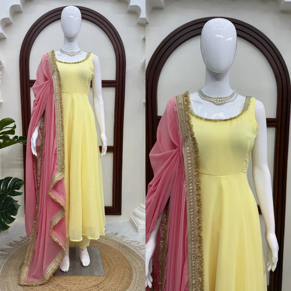 yellow festive anarkali